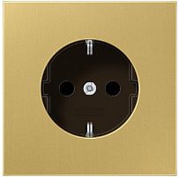 Розетка с заземлением без рамки Jung LS990 metal 1-м. шторки латунь картинка